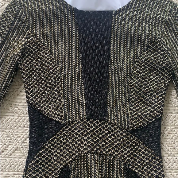 BLACK/GOLD LONG SLEEVE METALLIC PARTY DRESS - Picture 4 of 8